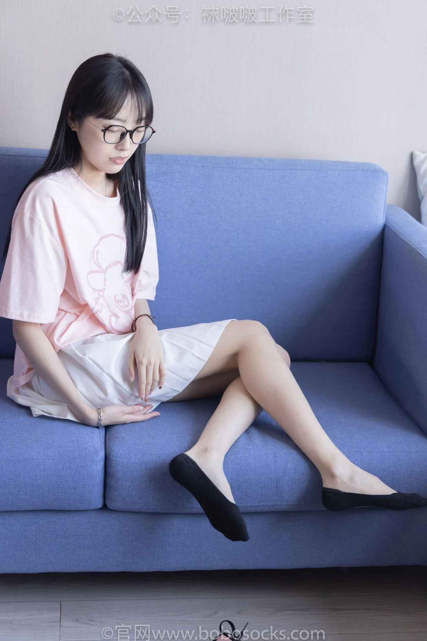 [BoBoSocks袜啵啵]NO.091 稚予-板鞋、淡粉色船袜、黑色船袜、裸足 [148P]插图6